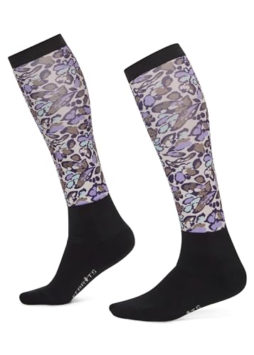 Kerrits Kids Dual Zone Equestrian Tall Boot Socks – Kids Knee-High Horse Riding Socks with Foot Cushion & Horse Print