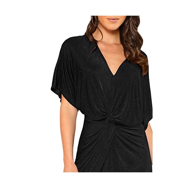 Floerns-Womens-Short-Sleeve-V-Neck-Twist-Front-Split-Midi-Dress Floerns Women's Short Sleeve V Neck Twist Front Split Midi Dress Black-2 L