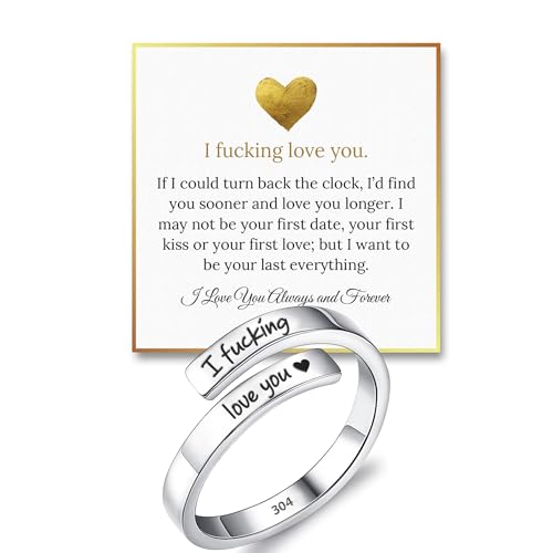 Hope Rings - I F♡cking Love You Ring - Adjustable Silver Promise Ring - 304 Stainless Steel Rings for Women