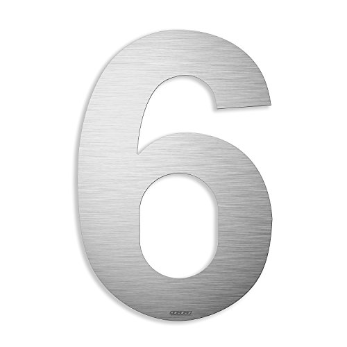 qoboob® Numéros de Maison 6 Six ou 9 Neuf Chiffres de Rue à visser en 304 Acier inoxydable Brossé 200mm (1 Pièce) Cover