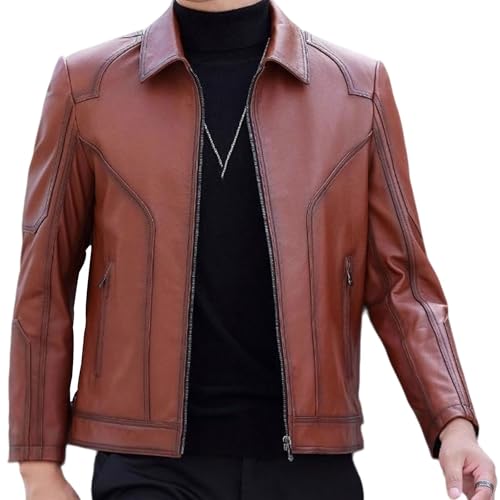 Chaqueta De Cuero Genuino Para Hombre, Estilo Ejecutivo, Informal, Con Solapa Corta, Para Otoño E Invierno.(3XL)