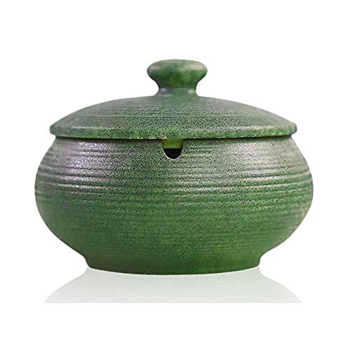 LLQUS Retro Ashtray Ceramics Ashtray with Lid Creative Outdoor ashtrays for Cigarettes Ash