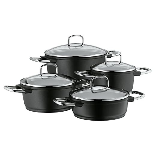 WMF Bueno Induction Batería de Cocina, Aluminio, Negro, 4 Piezas