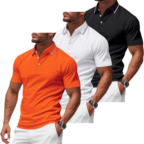 Polo homme anti transpirant évite les traces de sueur lot de 3 hauts séchage rapide XXL