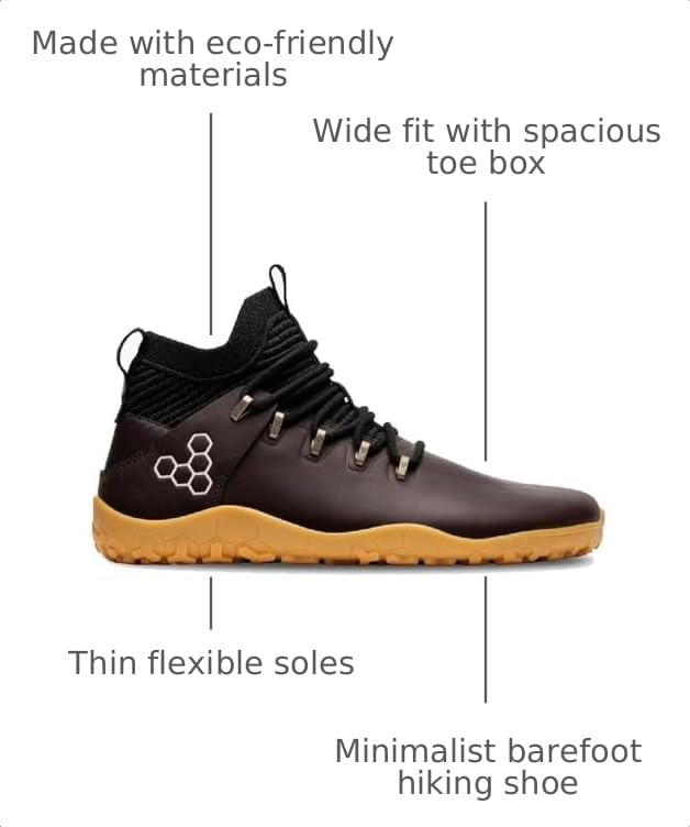 Image of Vivobarefoot Magna Leather FG, Mens Leather and Wool Hiking Trainers with Barefoot Sole