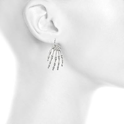 Lux Accessories Halloween Skeleton Hand Goth Drop Earrings