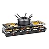 KLARSTEIN Fonduelette XL - Gril raclette et fondue 3 en 1, 1650 W, gril 3 en 1: plaque métal/pierre naturelle/crêpes, éléments chauffants en inox, jusqu'à 12 pers., revêtement antiadhésif - noir