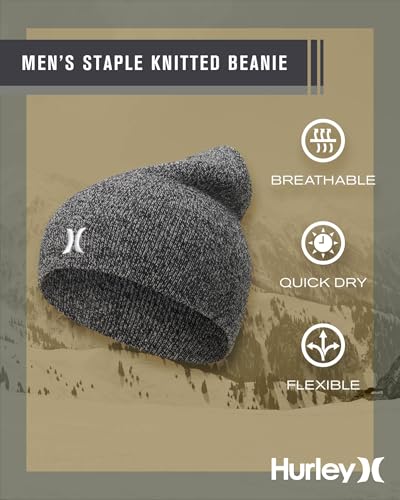 Image of Hurley Mens Beanie Icon Staples Lightweight Winter Hat | Lightweight Classic Loose Knit Fabric Delivers All-Day Warmth and Comfort for Casual Wear, Skiing or Snowboarding