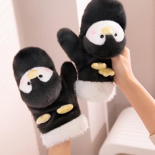 Capybaras Plush Gloves Animals Winter Warm Penguins Gloves for Cycling Biking and Sporting Driving(1 pair)2
