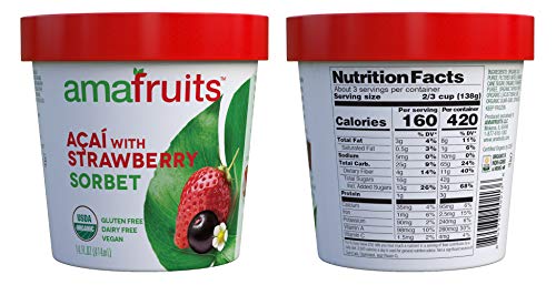 Amafruits Acai with Strawberry Frozen Sorbet Pints - UDSA Organic - 8 Pack - Thumbnail 2