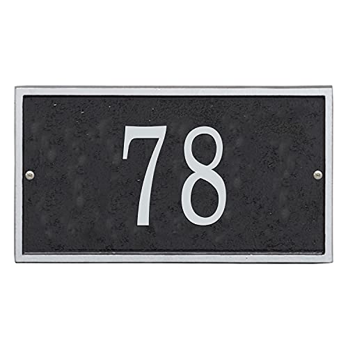 Whitehall Address Sign House Numbers For Outside Modern Address Signs For Houses Cast Metal Address Plaque, Rectangle 11" X 6.25" - Black With Silver Numbers #TOP1