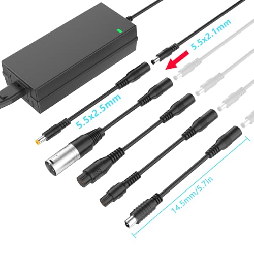 42V 2A Scooter Charger with 6 in 1 Plugs for 36V Pocket Mod, Sports Mod,Razor,Gotrax,Jetson,Voyage,Ninebot,Lithium Battery Device,Electric Scooter Charger