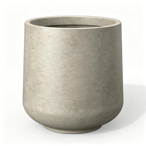 Kante 13' Tall Round Concrete Planter, Medium Plant Pot with Drainage Hole & Rubber Plug...