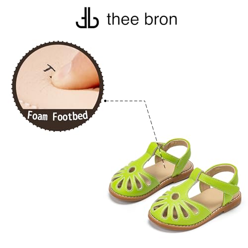 Image of THEE BRON Toddler Girls Closed-Toe Sandals Sweet Retro Cutout Summer Dress Shoes