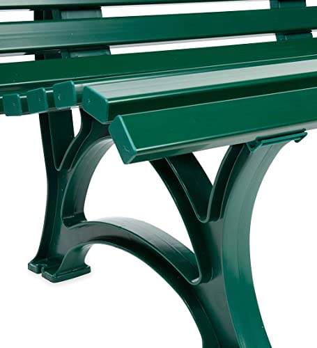 Plow & Hearth Weatherproof German Pvc Outdoor Bench | 3-Seat | Holds Up To 500 Lbs | Garden Patio Porch Park Deck | Steel And Resin (Green) #TOP4