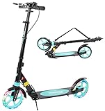 TENBOOM Scooter for Ages 8+ Teens and Adults Kick Scooter Foldable with Double Braking System Bells Adjustable Handlebars Kickstand Max Load 220 LBS 8' Big Wheels