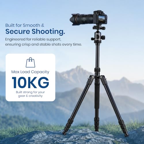 Image of Simpex 450 (64 inch) All-in-One Professional Tripod | Convertible Monopod | Lightweight Aluminium Body | 3-Section Legs | 10kg Load Capacity | Camera & Video Shooting Stand(Black)