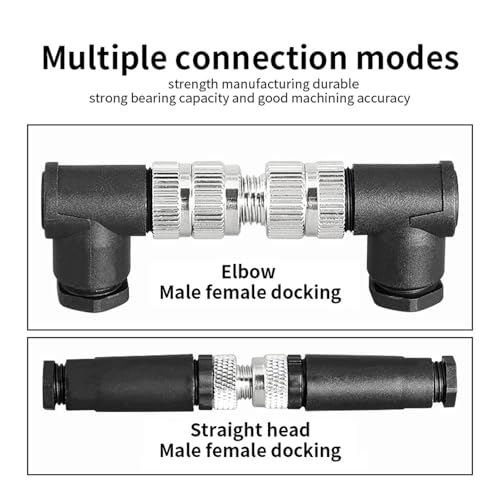 Conector M8 hembra recto de 5 pines con rosca impermeable 3
