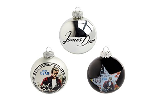 KREBS & SOHN 78251 Movie Stars Boules de Noël James Dean, Verre, Argent/Noir, 7 x 7 x 7 cm Cover
