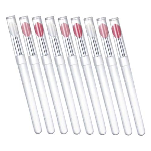IWOWHERO 9 Pcs Lip Brushes with Cap Versatile Lip Makeup Applicators for Lipstick Easy to Clean Storage