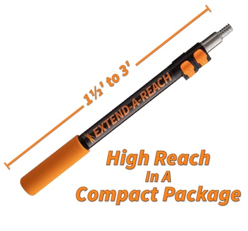 1.5-3 ft Long Paint Roller Extension Pole // Multi-Purpose Telescopic Extension Pole with Universal Twist-on Metal Tip // Lightweight & Sturdy Extendable Pole for Painting Dusting and Window Cleaning