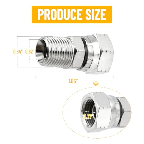Image of 10 Pack Hydraulic Hose Fittings: 1 /2 inch NPSM Female x 1 /2 inch NPTF Male Thread, Hydraulic End Connector Swivel Fitting Kits with Protection Cover