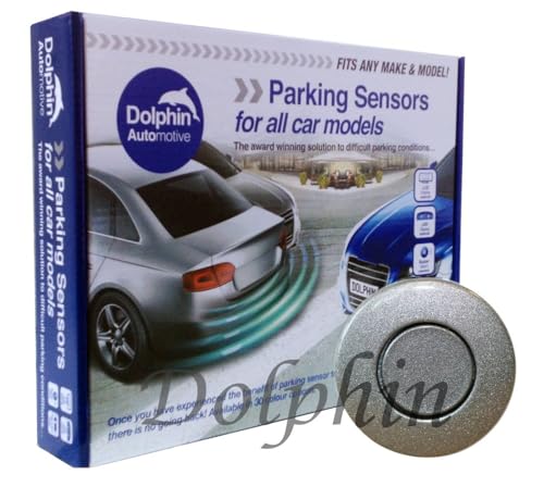 Dolphin Automotive DPS400 Reverse Parking Sensors Auto Express Award Winning In 32 Colours 4 Ultrasonic Radar Sensors Kit Audio Alert System Matt & Gloss Black +30 More Colours (Grey)