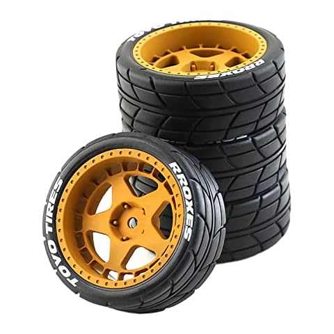Baoblaze 4Pcs Rally Reifen Ersatz 12mm Nabe Verschleißfest für TT02 XV01 1:10 RC Elektro Tourenwagen Zubehör Ersatzteile, Orange Cover