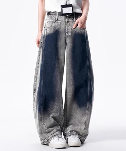 Men's American Color Block Sports Denim Jeans Straight Leg3