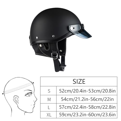 Casco de motocicleta vintage de media cara: casco abierto, protección de media carcasa para motocicleta retro | Gorra de moto de calle con homologación ECE, apta para cascos de crucero, scooter, turis - imagen 5