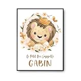 Planetee Affiche Gabin bébé Lion Roi | Poster décoration Murale pour chambre d'enfant | Idée cadeau humour mignon A4