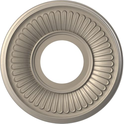 Image of Ekena Millwork CMP10BECSV Berkshire Thermoformed PVC Ceiling Medallion (Fits Canopies up to 4 1 /2 inch), 10 inchOD x 3 1 /2 inchID x 3 /4 inchP, Metallic Silver Metallic