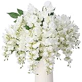 Veryhome Künstliche Wisteria Glyzinienblüten Künstliche Glyzinienranken Hängende Seidenblumensträuße für Hochzeitsdekorationen Dekoration für Zuhause, Küche und Gartenparty (Weiß, 1pcs)