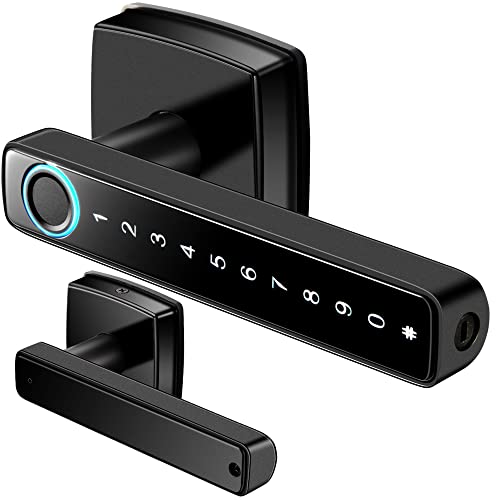 Smart Door Lock, Fingerprint Door Lock, Smart Lever Door Lock with Bluetooth APP Control/Code/Backup Key/Fingerprint Smart Door Lock Perfect for Apartment Office Home