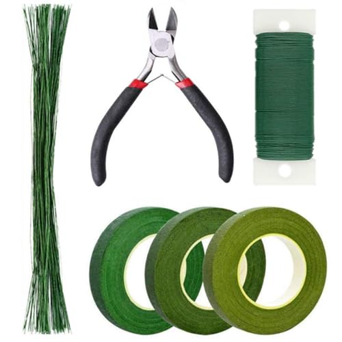 WYMAODAN Kit de arreglo floral, 6 herramientas de arreglo floral, incluyendo cintas y envolturas florales, alambres de tallo floral, para manualidades ramo de flores (6 unidades)