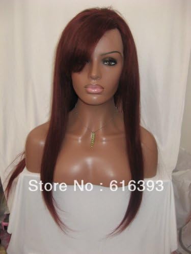 Silky Straight Indian Remy Human Hair Lace Wig with Bangs (16 inches)