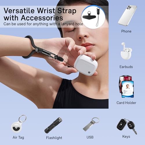 Kaptron Adjustable Phone Wrist Strap, Durability Anti Theft Phone Strap, Universal Wrist Straps for Phone Case, Black — view 6