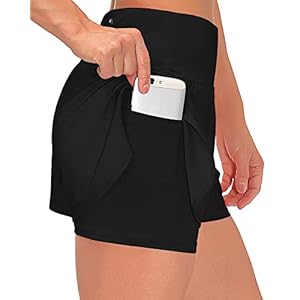 Shorts Damen Sommer Sport Shorts Kurze Hosen Damen 2 in 1 Laufshorts Running Shorts Fitness Sporthose Yoga Jogging Beiläufige Elastisch Schnelltrocknende Shorts