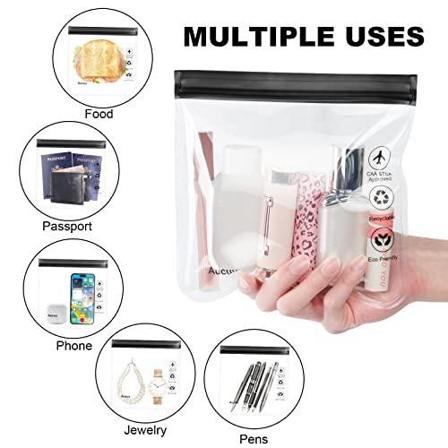 Aucuu 1L Flugzeug Beutel Flüssigkeiten,20x20cm Kulturbeutel Transparen Reise Kosmetiktasche,Transparent Kulturtasche,Auslaufsichere Reisekulturbeutel,Flughafensicherheit Zugelassene Flüssigkeitsbeutel