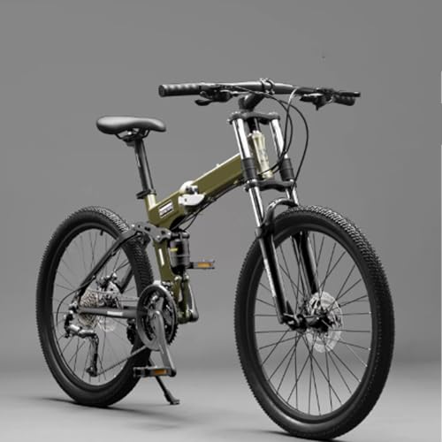 KIBONCY Bicicleta de montaña Plegable de Cola Blanda, Bicicleta de montaña Todoterreno de aleación de Aluminio for Adultos y jóvenes de 24 velocidades con suspensión y Engranajes(O,24-Inch)