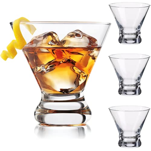Mfacoy Martini Glasses Set Of 4, Crystal Cocktail Glasses 8 Ounces, Hand Blown Stemless Martini Glasses For Bar, Martini, Cosmopolitan, Manhattan, Gimlet, Pisco Sour, Brandy #TOP16