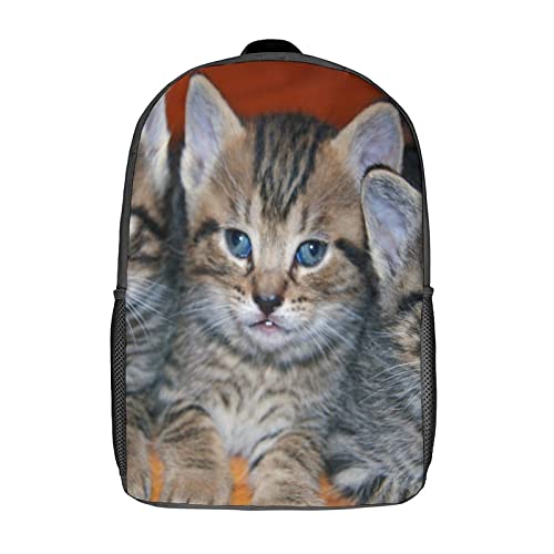 Sac à dos chat 17 pouces avec imprimé 3D résistant et grand compartiment d'école