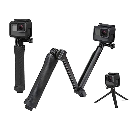 Image of 3 Way Monopod Grip Tripod Foldable Selfie Stick & Stabilizer Mount Holder Compatible with GoPro Hero 7 /6 /5, SJCAM SJ6 /SJ7 /SJ5000, Yi & All Action Cameras, Black - Compact & Versatile Tool