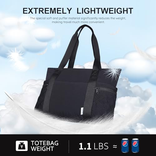 NOL Tote Bag for Women, Lightweight Quilted Puffer Tote Work Bag with Zipper Compartments,Waterproof Puffy Handbag for Travel3