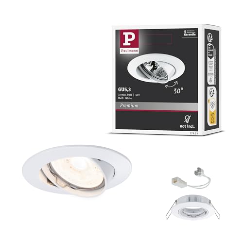 Paulmann 17953 LED Einbauleuchte Premium Line 51 mm rund max. 50W Einbaulampe Weiß Einbaulicht Alu Zink Deckenspot GU5,3