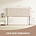 Huatean Home Tufted Upholstered Headboard King Size, Solid Wood Head Board with Durable Metal Legs, Adjustable Height Bed headboard from 37” to 51” Fabric Headboard in Modern Button Design, Beige