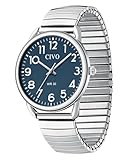 CIVO Orologio Uomo Grande Numeri: Facile da Leggere Orologi - Argento Elegante Moda Impermeabile Adatto Persone Anziane con Problemi di Vista