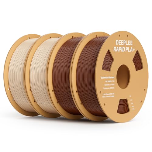 DEEPLEE Rapid PLA Plus Filament 1.75mm, High Speed 3D Printer Filament Up to 600mm/s, PLA+ Filament Dimensional Accuracy +/- 0.02 mm Fits Most FDM 3D Printer, Cardboard Spool 4 Pack 2*Brown & 2*Beige