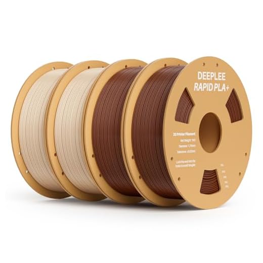 DEEPLEE Rapid PLA Plus Filament 1.75mm, High Speed 3D Printer Filament Up to 600mm/s, PLA+ Filament Dimensional Accuracy +/- 0.02 mm Fits Most FDM 3D Printer, Cardboard Spool 4 Pack 2*Brown & 2*Beige