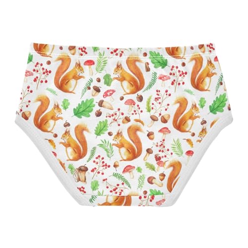 Joisal Artistic Girls Underwear Toddlers 2t Cotton Panties Little Girl Watercolor Squirrels Mushroom Underpants Briefs2